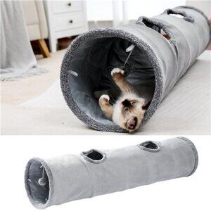 Road Cat Tunnel Collapsible Durable Suede Hideaway Toy for Indoor Cats